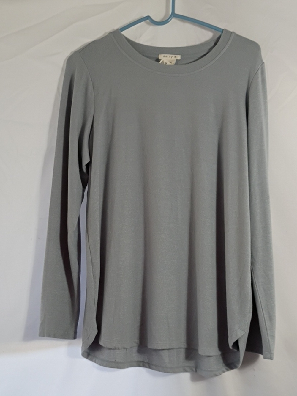 EUC Matty M Women's Long Sleeve Crewneck Tunic, Dusty Blue Sz Large Fall Winter